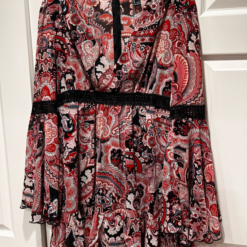 Forever 21 Paisley Dress with Lace Trim